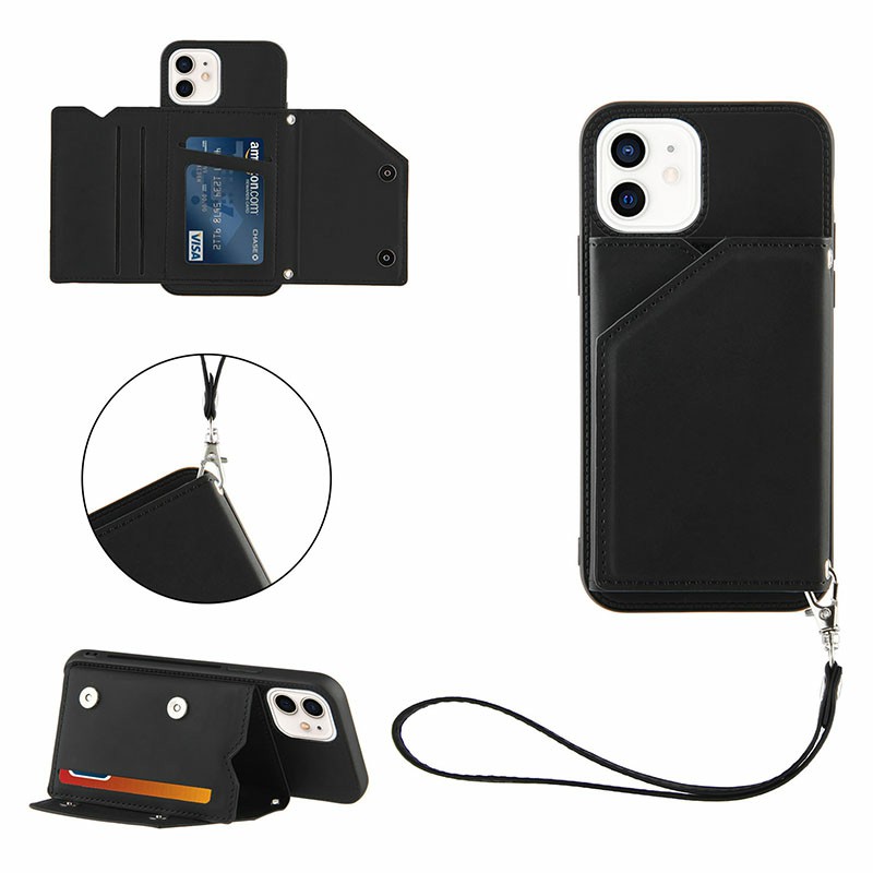 Wallet Card Case Leather Flip Stand Cover Case for iPhone 12