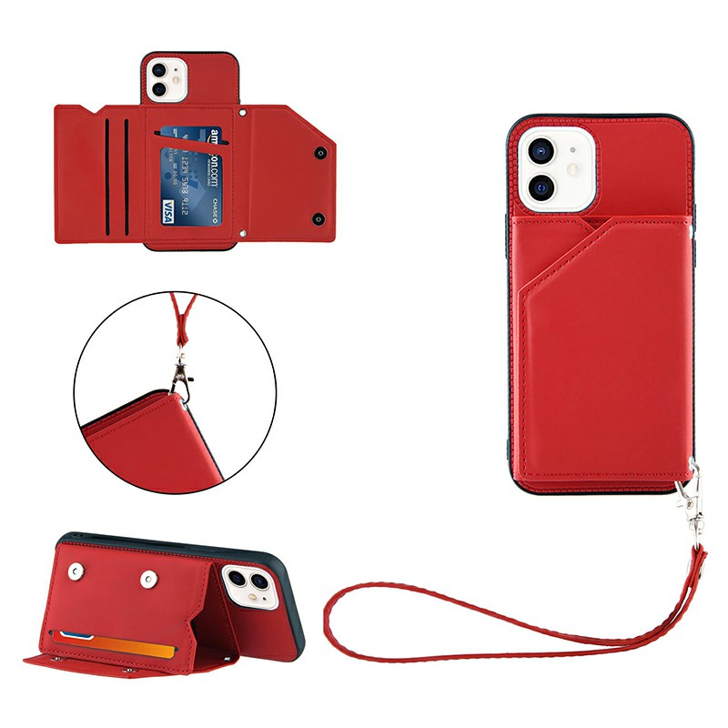 Wallet Card Case Leather Flip Stand Cover Case for iPhone 12