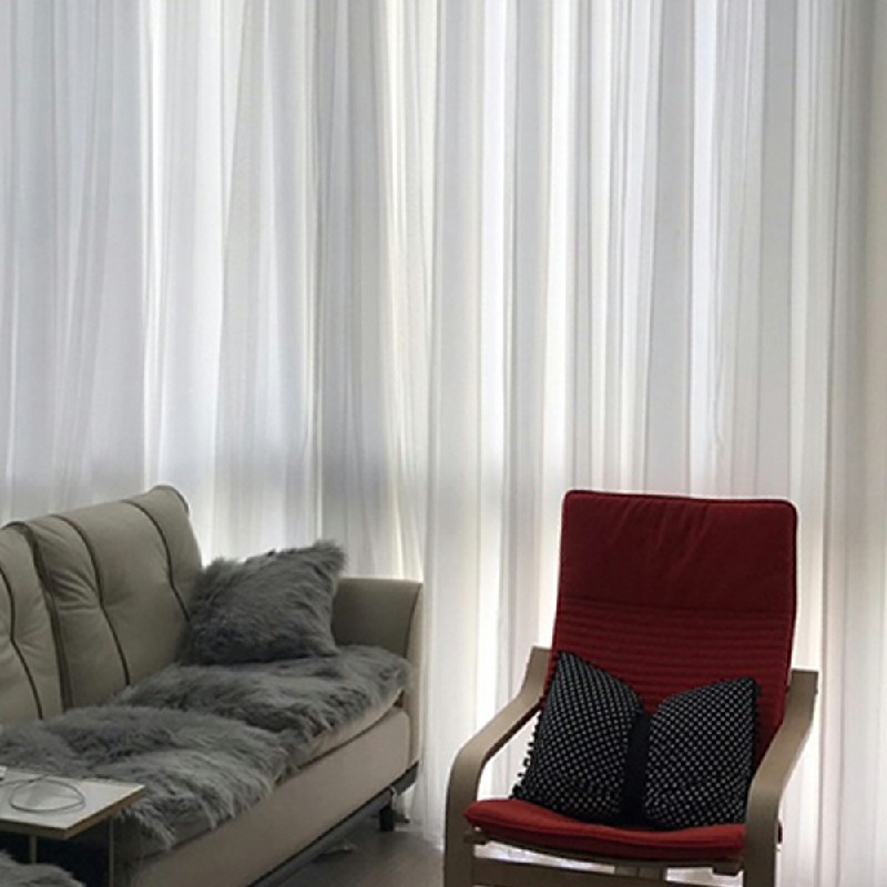 One Pair Sheer Slot Top Plain Voile Net Curtain Panels - Grey