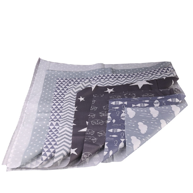 DIY 7PCS Bundles Fabric Fat Quarters Cotton Floral Dress Craft Quilt Sewing - Grey