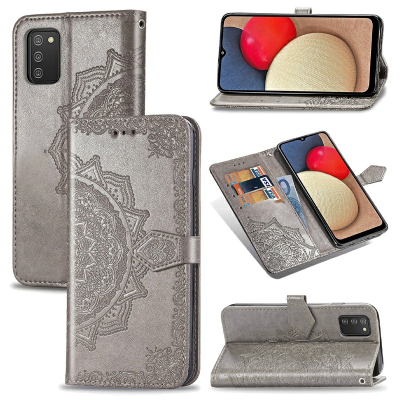 Datura Flower Embossed Pattern Leather Flip Stand Case for Samsung Galaxy A02S