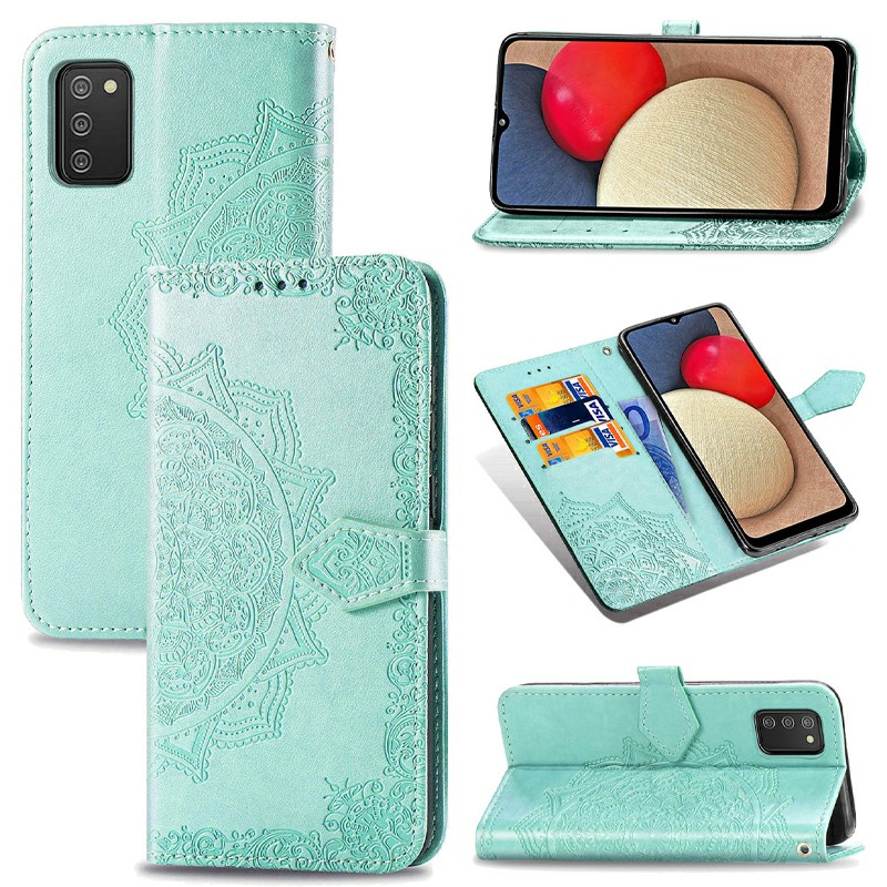 Datura Flower Embossed Pattern Leather Flip Stand Case for Samsung Galaxy A02S