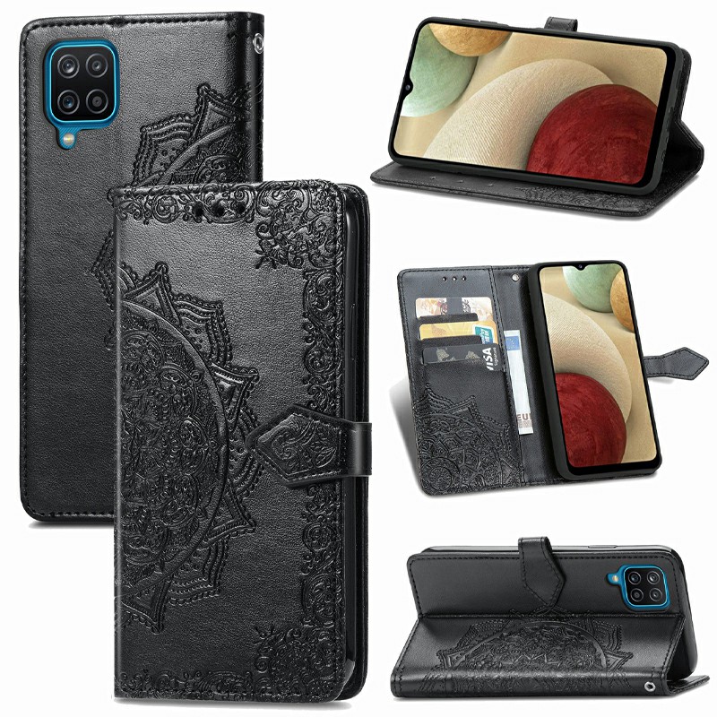 Datura Flower Embossed Pattern Leather Flip Stand Case for Samsung Galaxy A12