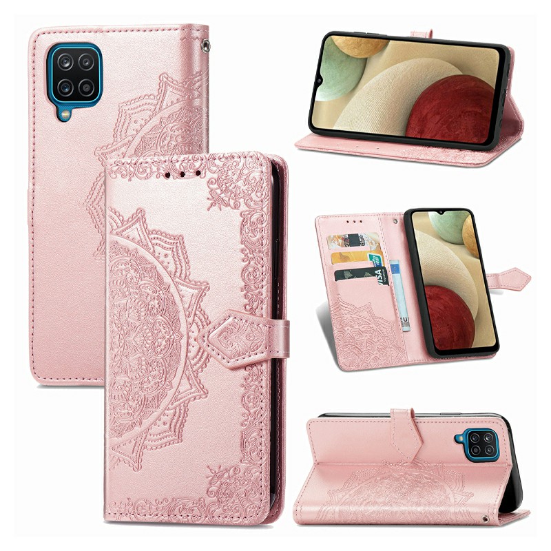 Datura Flower Embossed Pattern Leather Flip Stand Case for Samsung Galaxy A12