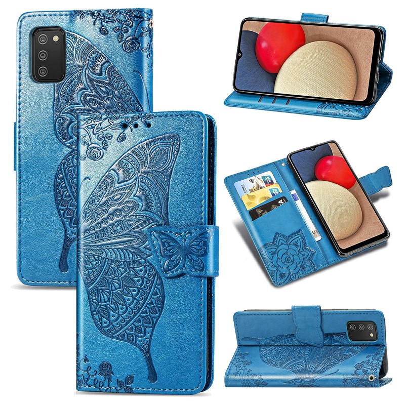 Butterfly Embossed Pattern Leather Flip Stand Case for Samsung Galaxy A02S