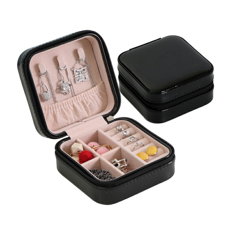 PU Single Layer Simple Storage Jewelry Box Earrings Rings Leather Jewelry Box