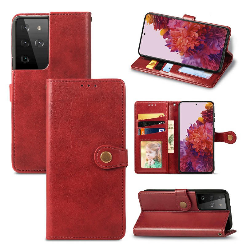 Magnetic PU Leather Wallet Card Case Cover for Samsung Galaxy S21 Ultra