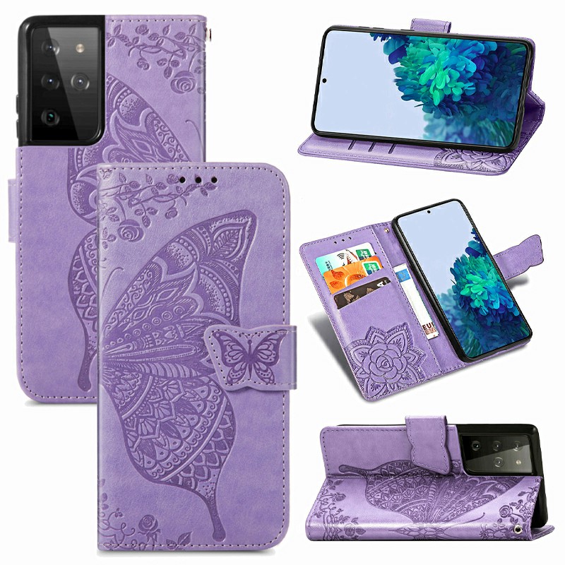 Fashion Clover Pattern PU Leather Wallet Card Case Cover for Samsung Galaxy S21 Ultra