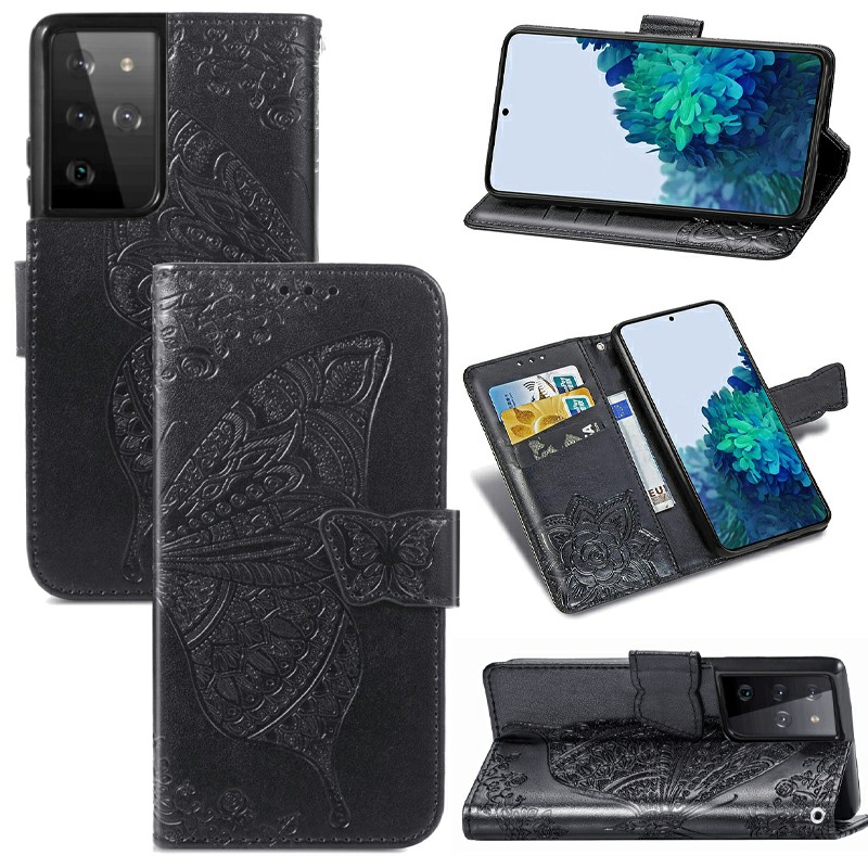 Fashion Clover Pattern PU Leather Wallet Card Case Cover for Samsung Galaxy S21 Ultra