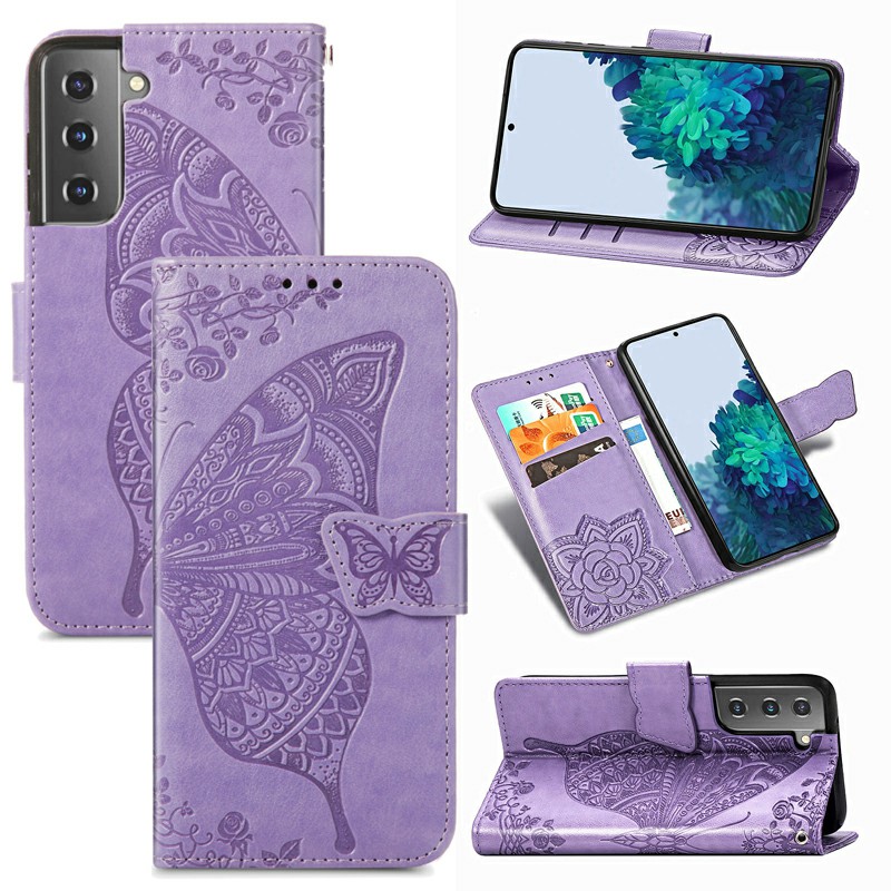 PU Leather Wallet Card Case Cover Fashion Clover Pattern for Samsung Galaxy S21 Plus