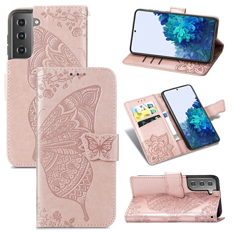 PU Leather Wallet Card Case Cover Fashion Clover Pattern for Samsung Galaxy S21
