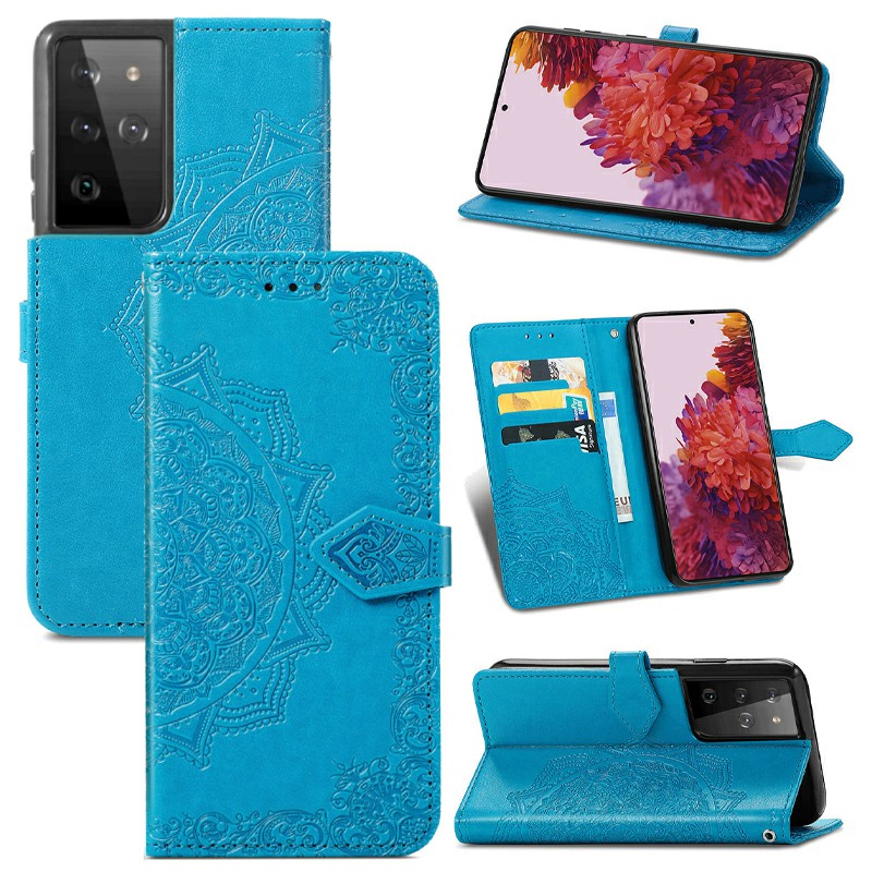 Fashion Four-leaf Clover Pattern PU Leather Wallet Case Cover for Samsung Galaxy S21 Ultra