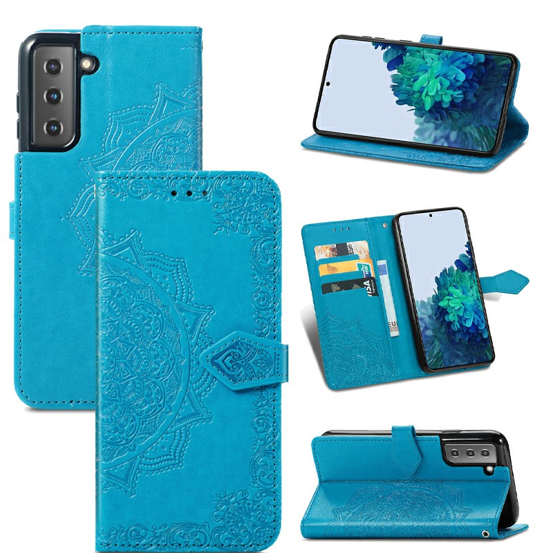 PU Leather Wallet Case Cover Fashion Four-leaf Clover Pattern for Samsung Galaxy S21