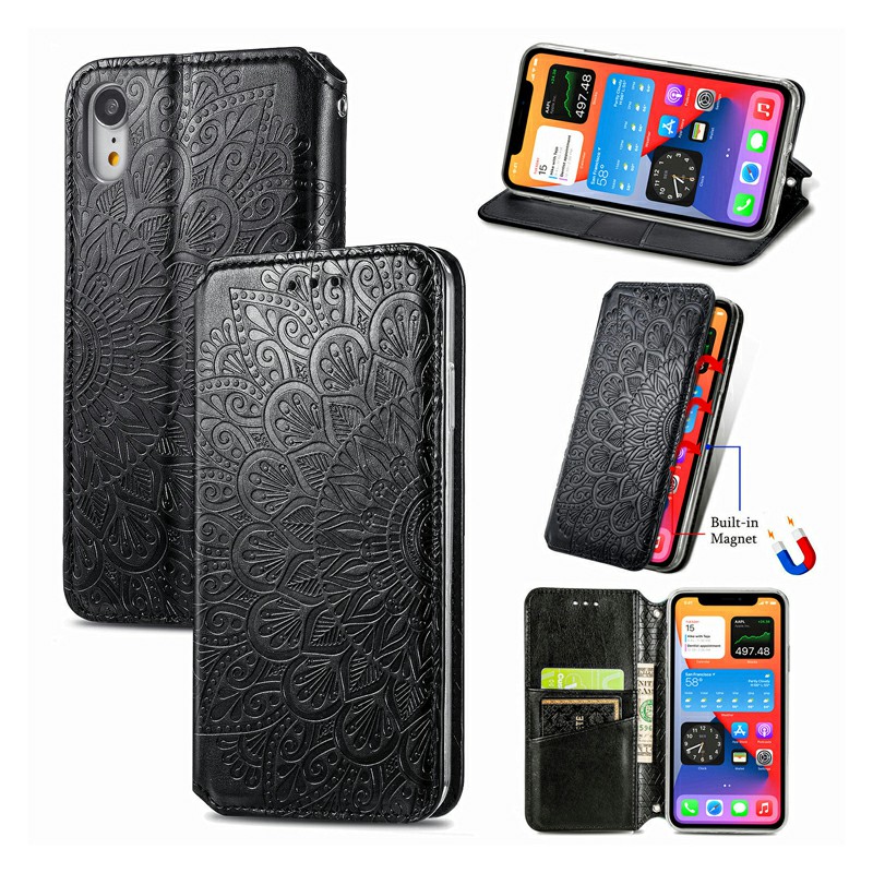 Wallet Card Case Magnetic PU Leather Cover for iPhone XR