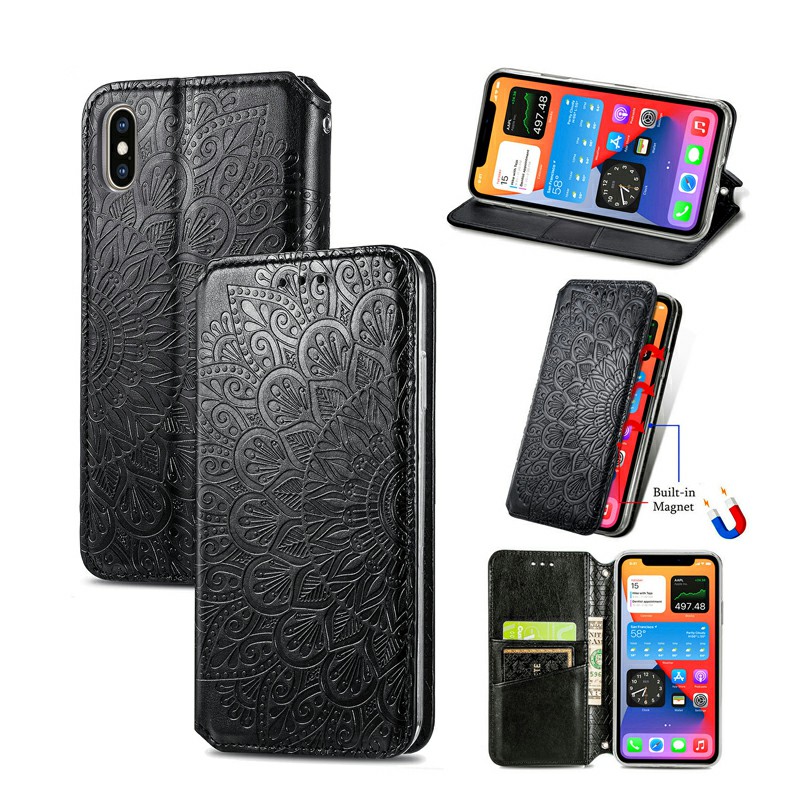 Wallet Card Case Magnetic PU Leather Cover for iPhone XS Max