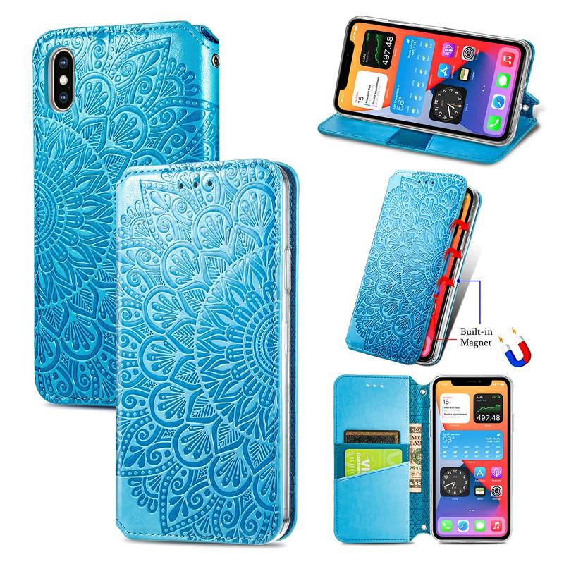 Wallet Card Case Magnetic PU Leather Cover for iPhone XS Max