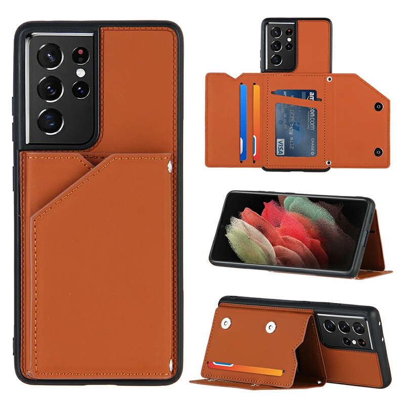 PU Leather Folio Stand Cover Case for Samsung Galaxy S21 Ultra 5G