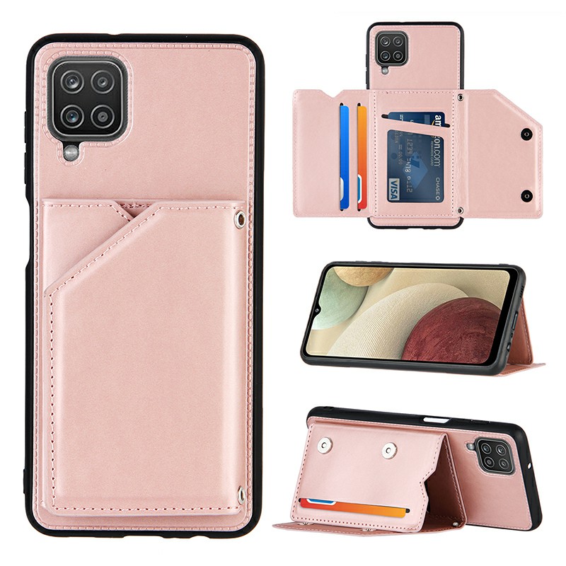Folio Stand Cover PU Leather Flip Case with Lanyard for Samsung Galaxy A12