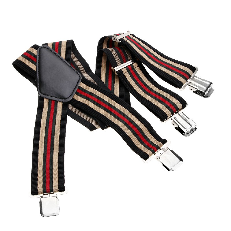 50MM Adjustable Stripe Plain Mens Braces Suspenders Heavy Duty Trouser Elastic