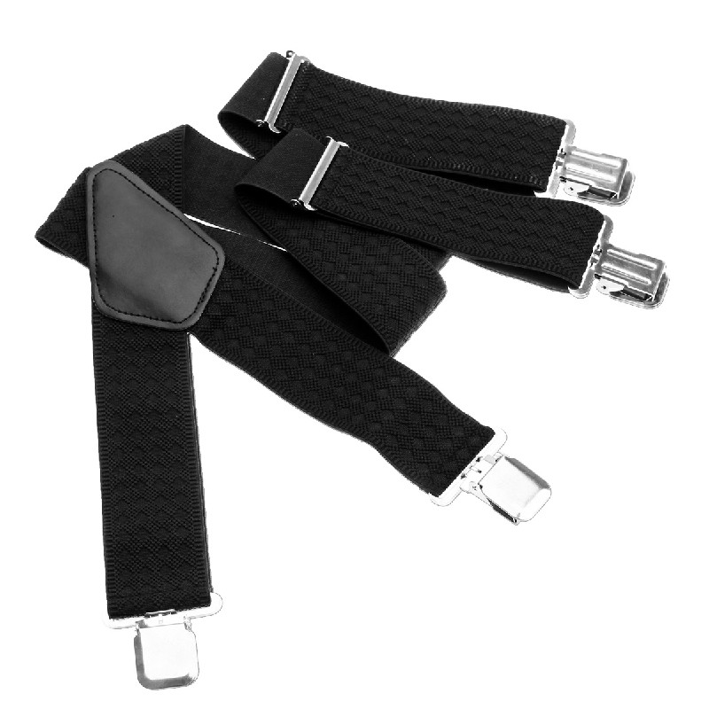50MM Adjustable Grid Plain Mens Braces Suspenders Heavy Duty Trouser Elastic UK
