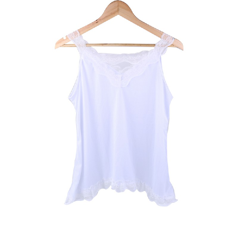 Women Boho Vest Top Cami Shirt Ladies Plus Size Loose Fit White Lace Blouse