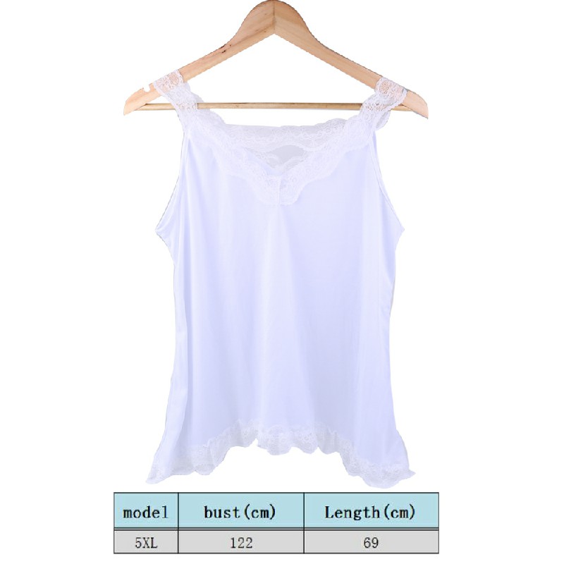 Women Boho Vest Top Cami Shirt Ladies Plus Size Loose Fit White Lace Blouse