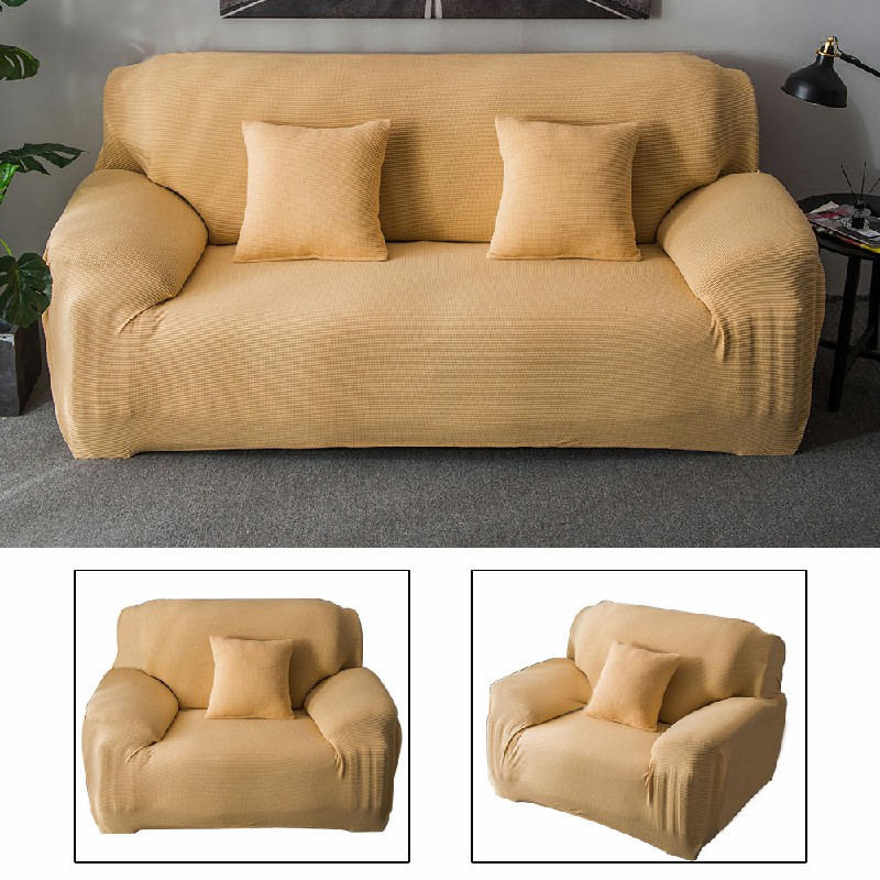 Stretch Sofa Covers Polar Fleece Knitted Slipcovers One Seat - Beige