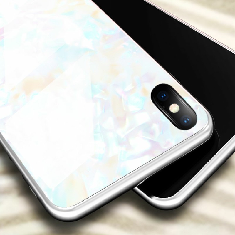 Magnetic Absorption Marble Tempered Glass Case Cover for iPhone X