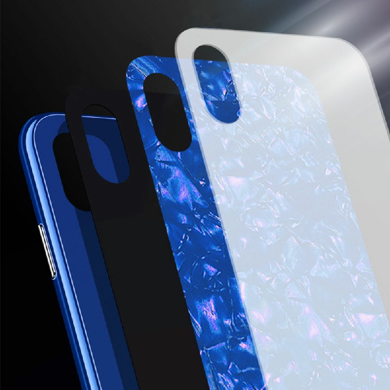 Magnetic Absorption Marble Tempered Glass Case Coverlass Cover Marble iPhone X - Blue