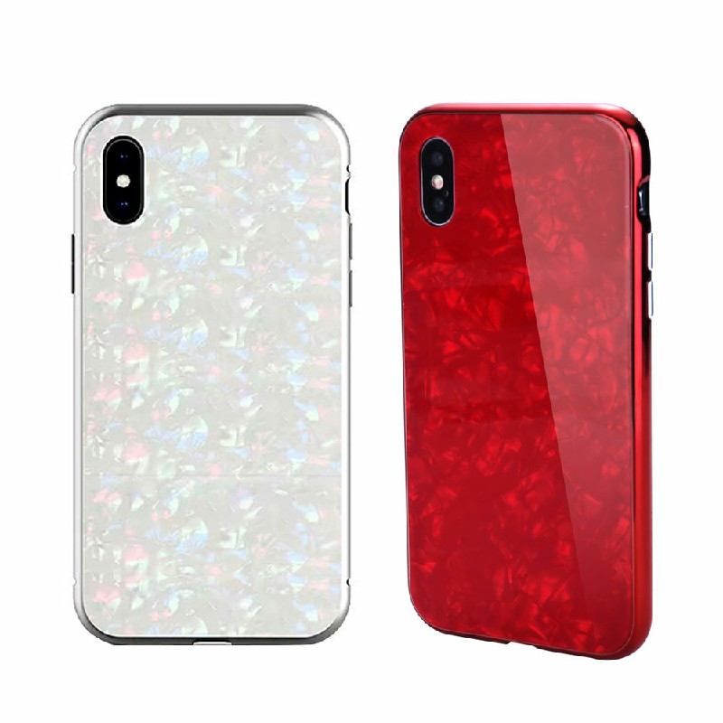 Magnetic Absorption Marble Tempered Glass Case Coverlass Cover Marble iPhone XS