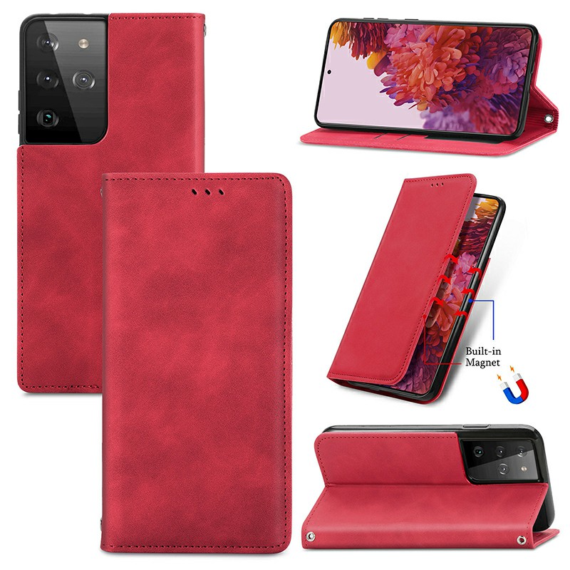 Magnetic PU Leather Wallet Case Cover for Samsung Galaxy S21 Ultra