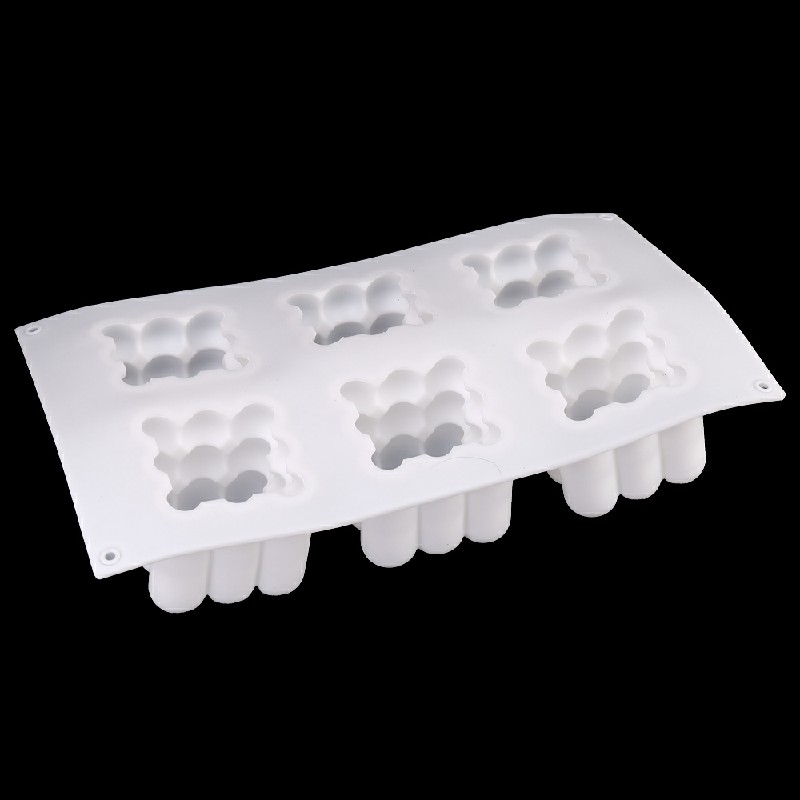 3D Cube Candle Plaster Mould 6 Cavities Silicone Square Bubble Dessert Mold.