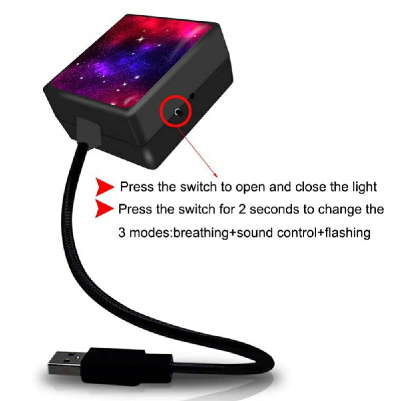 USB LED Car Interior Roof Atmosphere Star Night Light Lamp Projector Light Decor