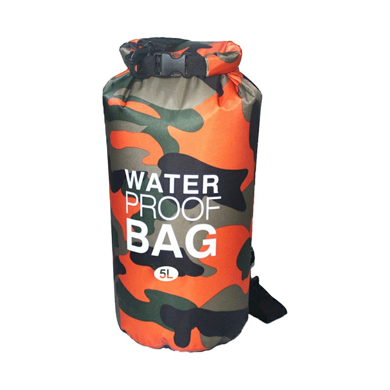 5L Waterproof Dry Bag Ultralight Camouflage Outdoor Pouch Organizer for Drifting Swimming Camping - Orange