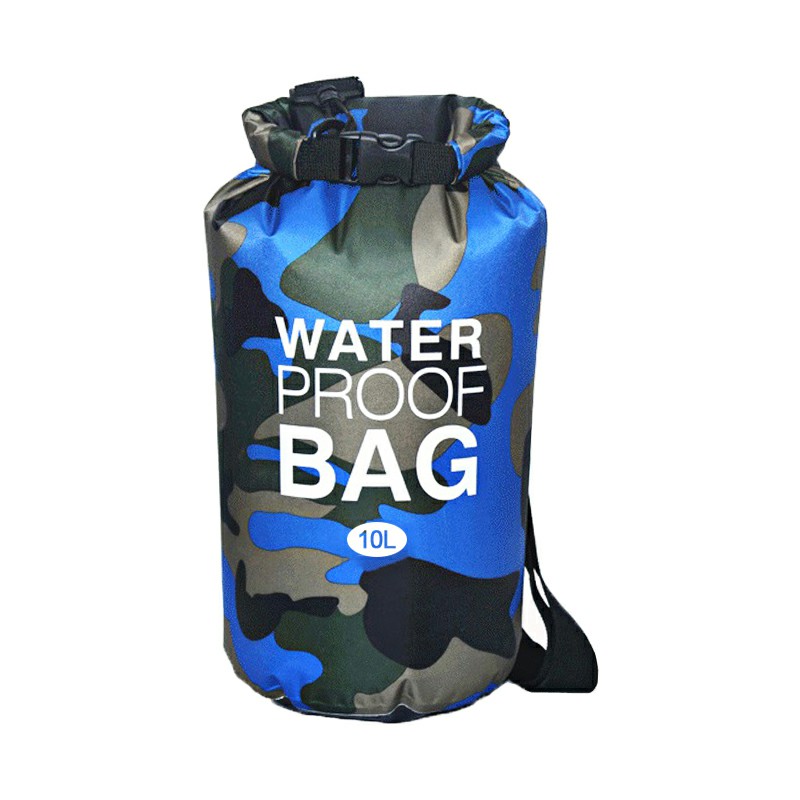 10L Camouflage PVC Waterproof Dry Bag Pouch Backpack Organizer for Outdoor Sports - Royal Blue