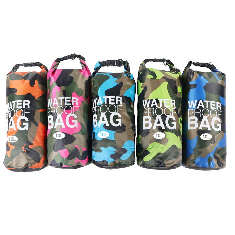 10L Camouflage PVC Waterproof Dry Bag Pouch Backpack Organizer for Outdoor Sports - Royal Blue