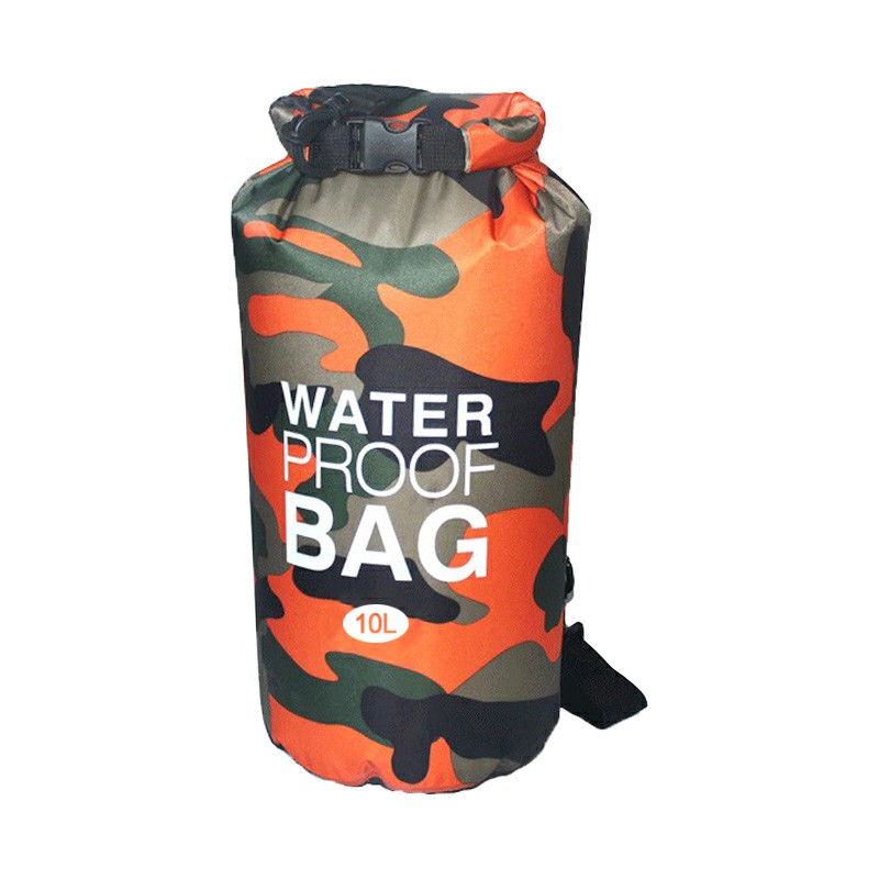 10L Camouflage PVC Waterproof Dry Bag Pouch Backpack Organizer for Outdoor Sports - Orange