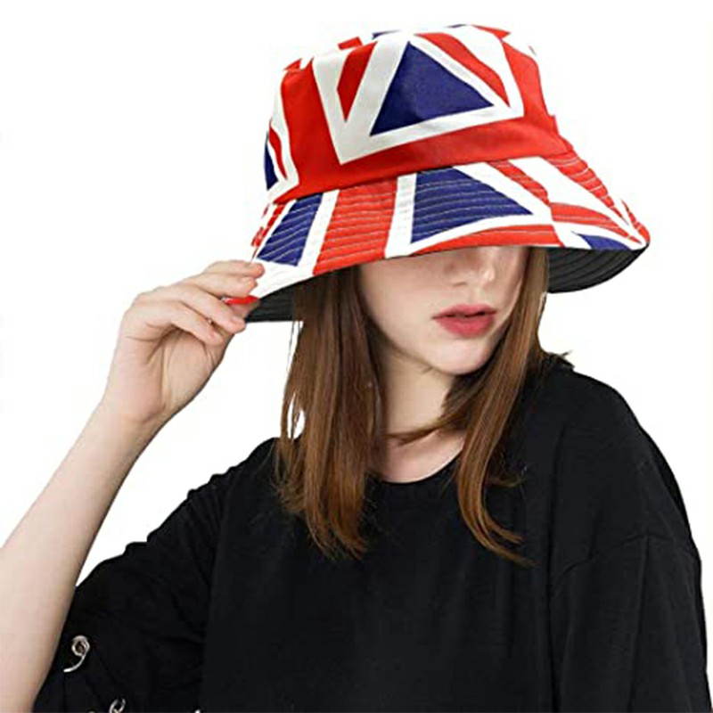 3pcs Bucket Hat British Flag Printed Sun Hat Sun Protection Women Hat  Reversible Fisherman Hat 