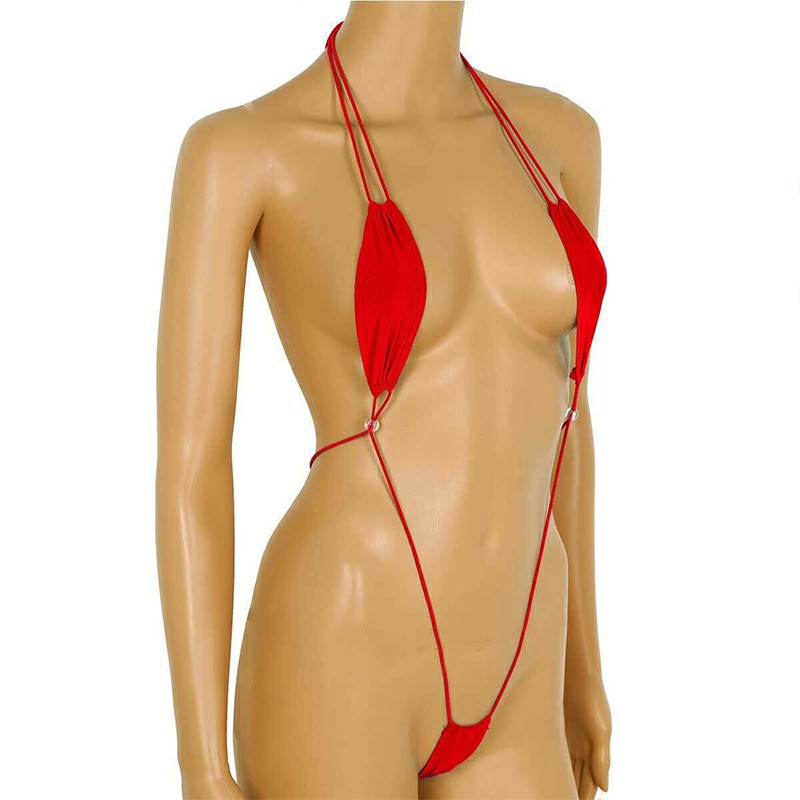 Dropshipping Lady Micro Bikini Swimwear Erotic G String Bra and Thong Swimsuit Red Go Dropship