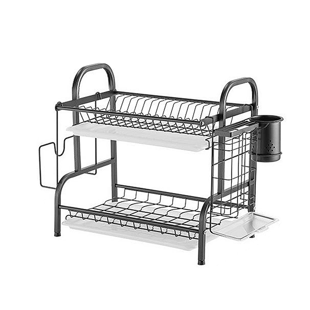 iSPECLE 2-Tier Dish Drying Rack for Kitchen 304 Stainless Steel Dish Drainer, Silver